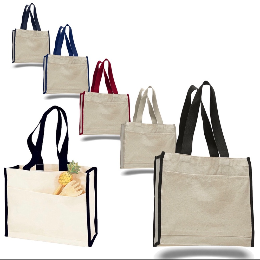 Heavy Canvas Reusable Tote Bag with Front Pocket